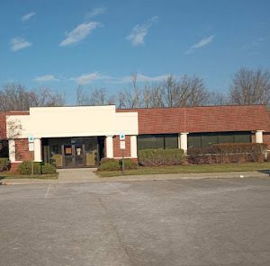 A building parking lot and entrance