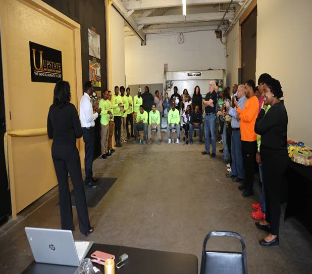Group meeting in a workshop room