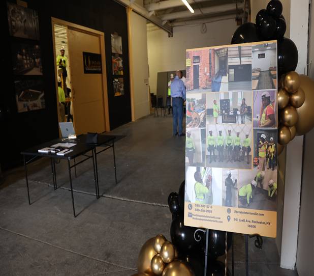 Industrial space with informational poster