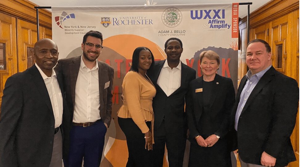 Group of people posing at an event