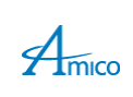 Blue Amico text on white background