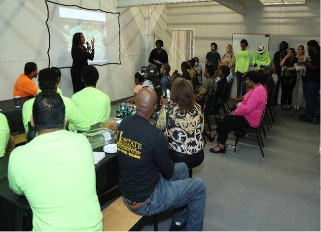 Presentation to a seated audience